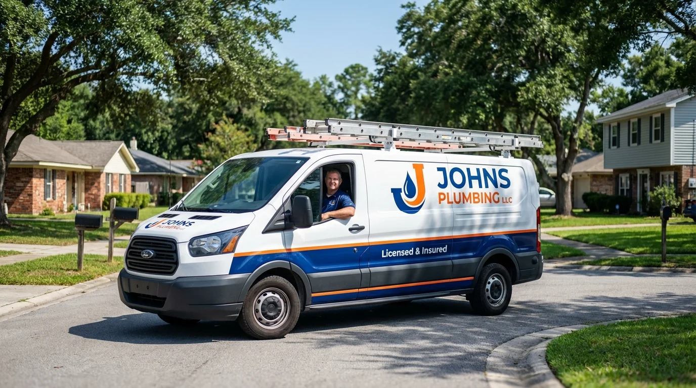 Johns Plumbing LLC service van in New City, NY