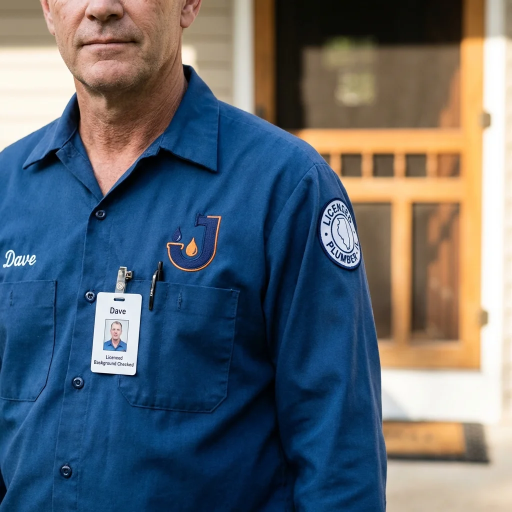 Licensed plumber showing ID badge in New City, NY