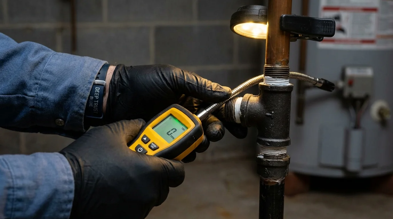 Gas leak detection with electronic sniffer by Johns Plumbing LLC in New City