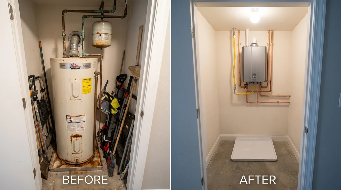 Tank water heater versus wall-mounted tankless unit comparison for New City, NY homeowners